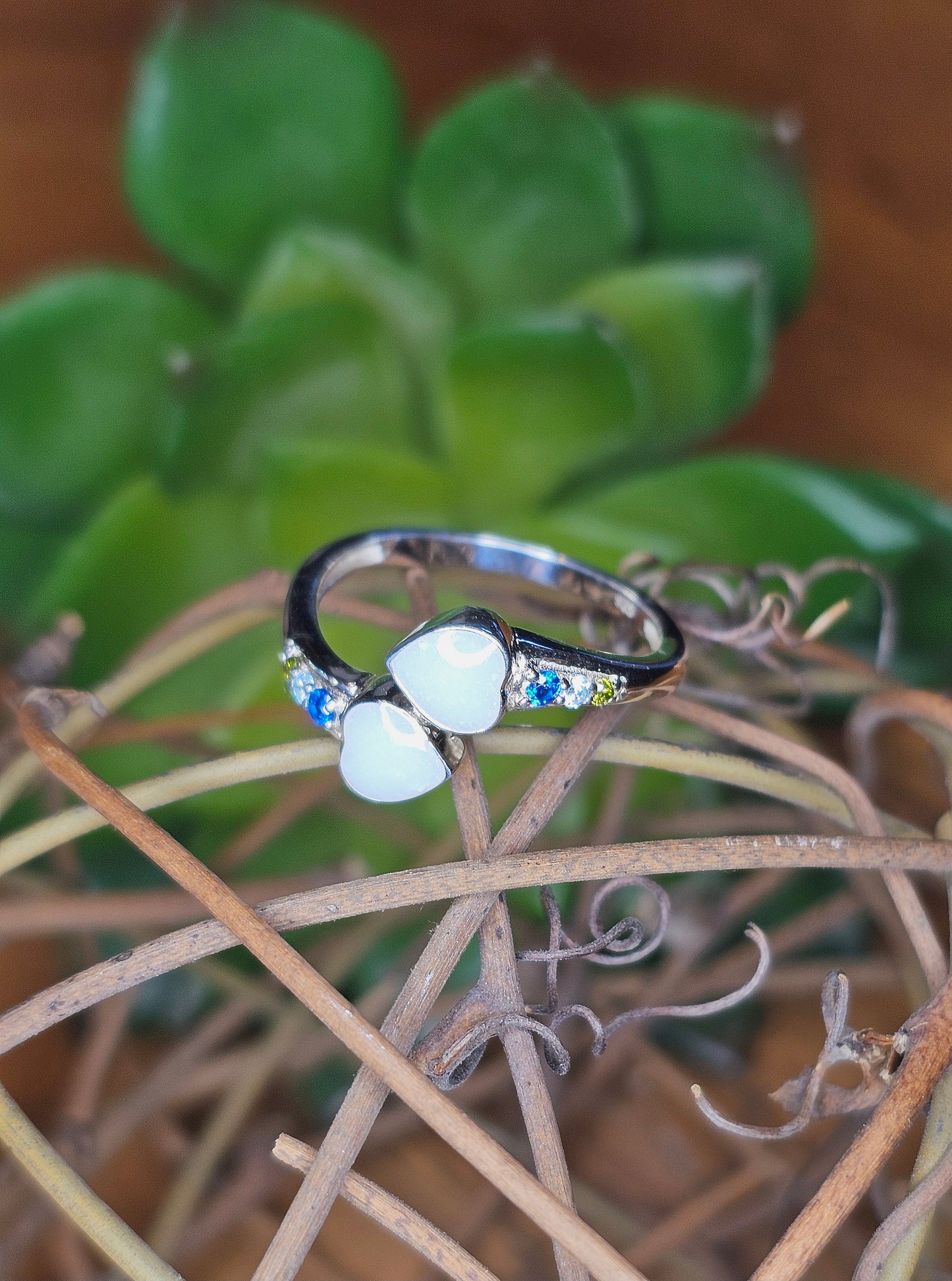 Anillo de plata con dos corazones