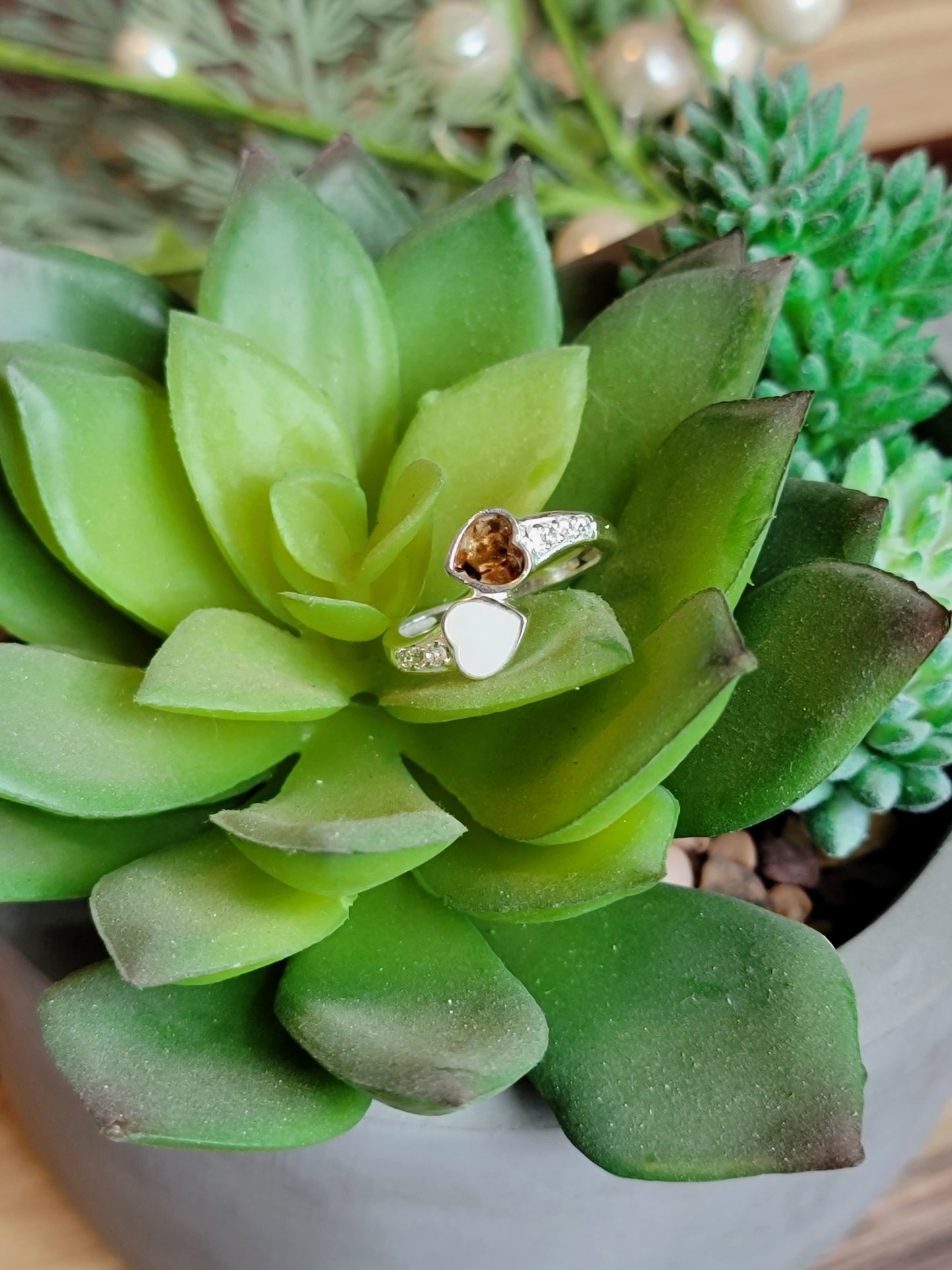 Anillo de plata con dos corazones