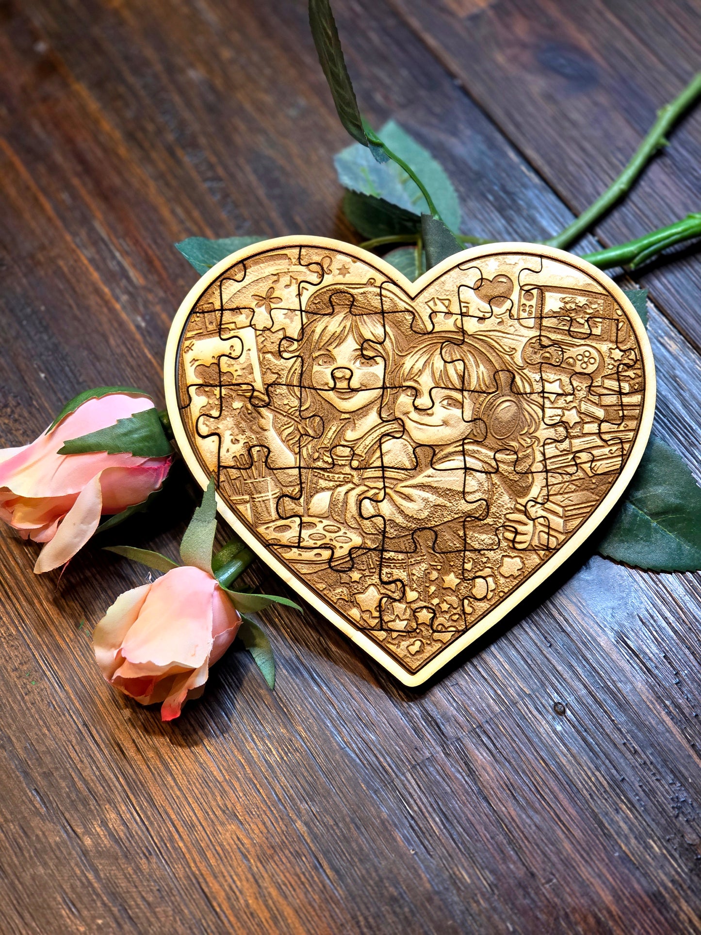 Love Piece By Piece- 6" Heart Puzzle with Puzzle Tray