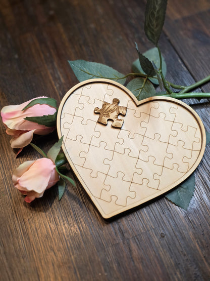 Love Piece By Piece- 6" Heart Puzzle with Puzzle Tray